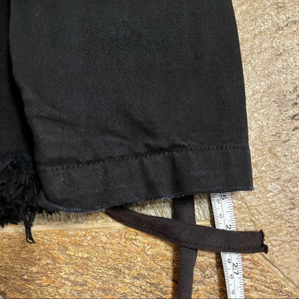 Free People Black Raw-Edge Denim Jacket with Side Tie Details NWT - Picture 11 of 16